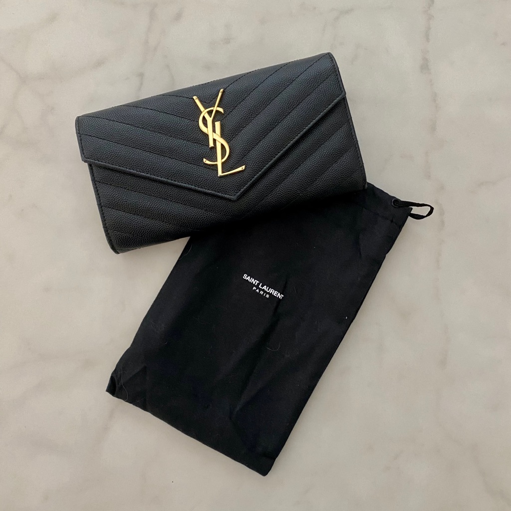 Ysl Monogram Large Flap Leather Wallet